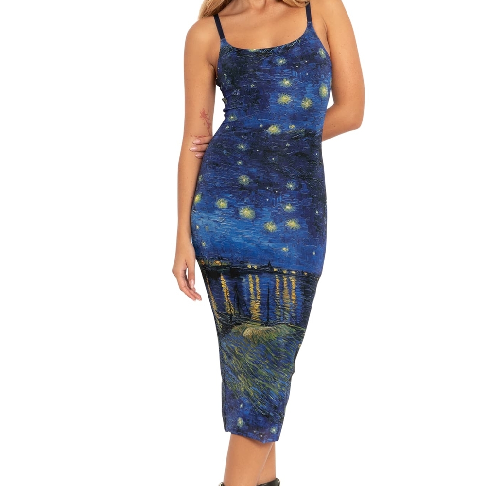 NWT! Starry Night Over The RhôneSheer Bodycon Slip Dress - Picture 5 of 9